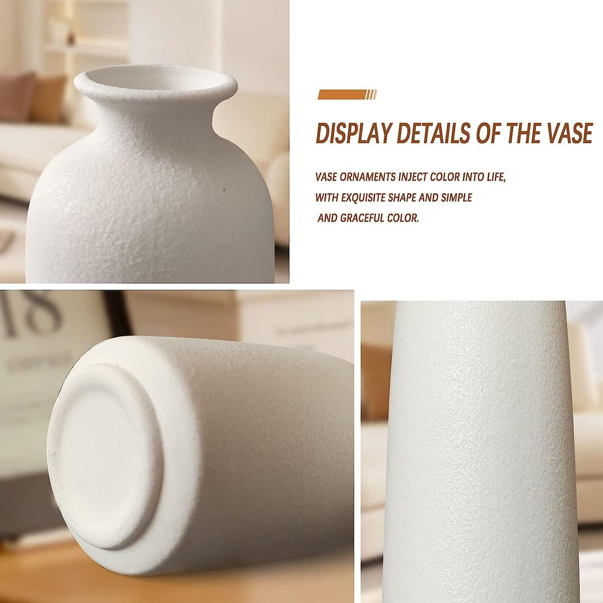 Ceramic Set of 3 Modern White Vases for Home D?cor