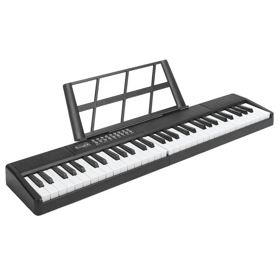61-Key Black Electronic Digital Piano Keyboard with Built-In Speaker and Microphone