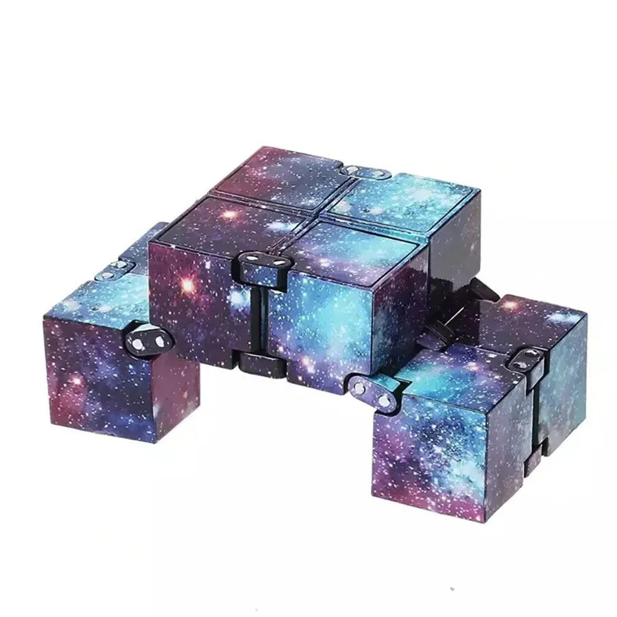 Infinity Cube Fidget Toy in Blue Starry Sky for Stress Relief and Sensory Play