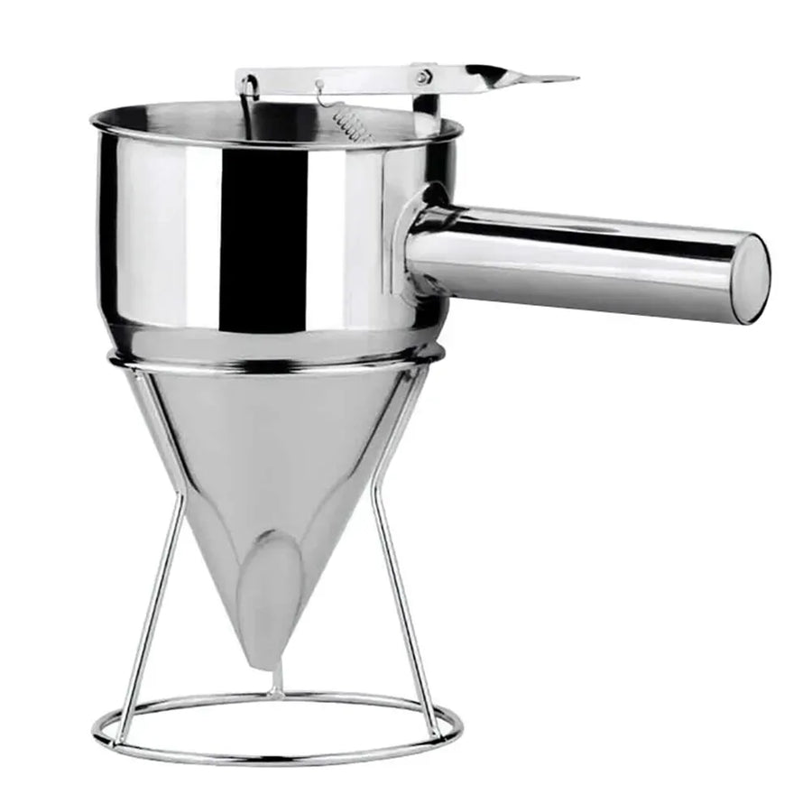 Stainless Steel Funnel Dispenser for Donuts, Cupcakes, and Pancakes - 21cm Height, Silver