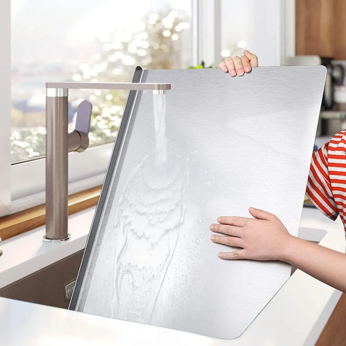 Silver Stainless Steel Chopping Board 80x50cm - Non-Slip Pastry Worktop Protector