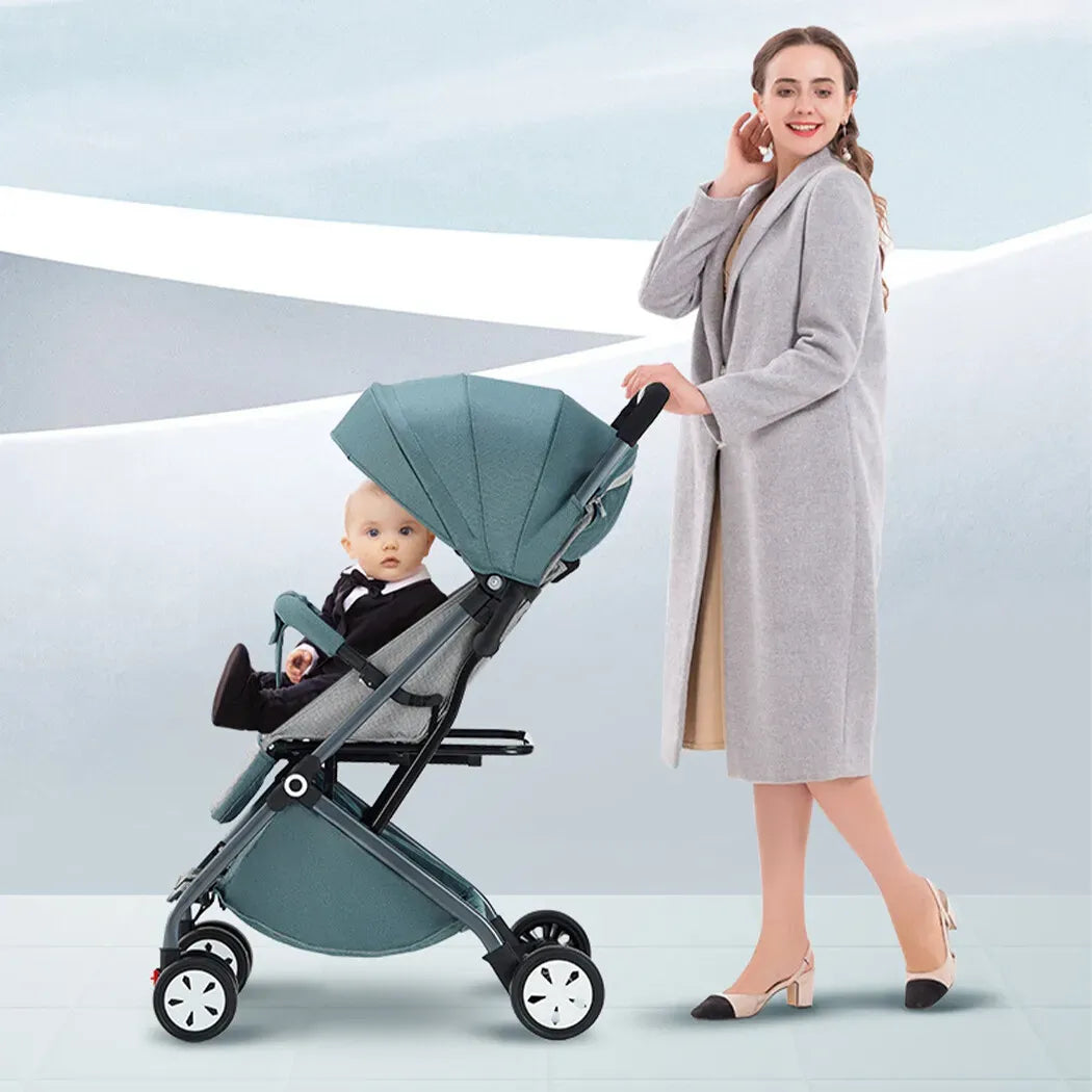 Lightweight Compact Baby Stroller Pram in Blue, Easy Fold for Travel, Dimensions 66x49x97cm
