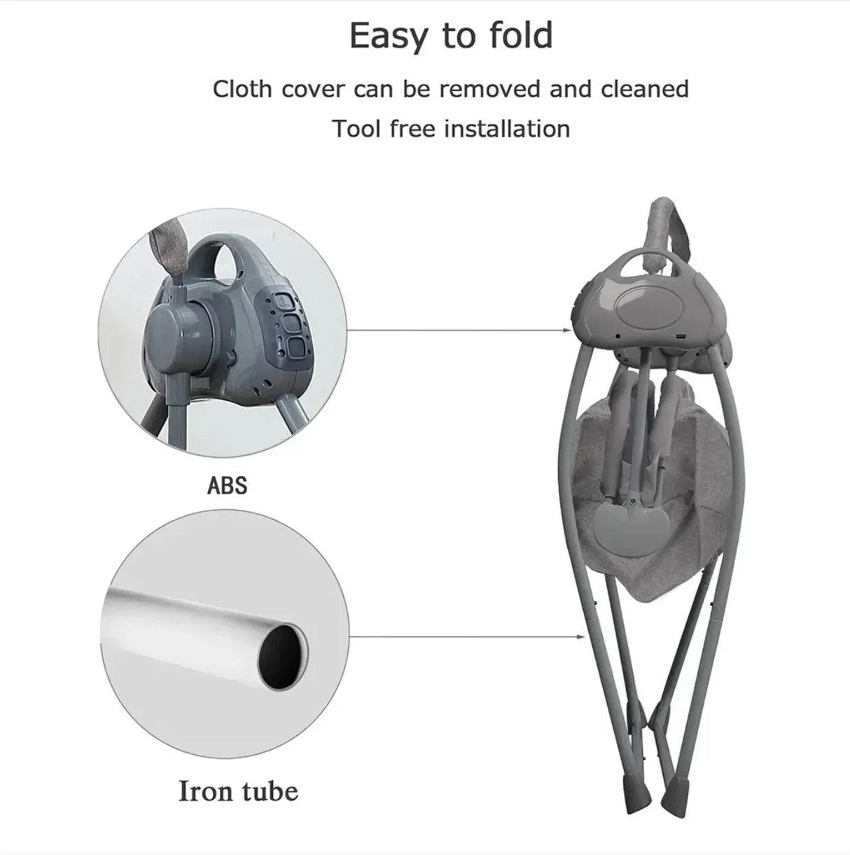 Auto-Swing Electric Baby Crib Cradle in Khaki with Bluetooth and 5 Adjustable Speeds