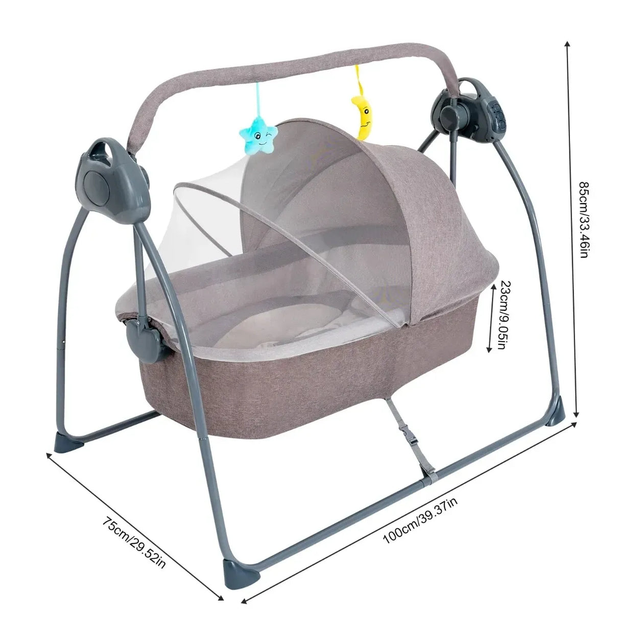 Auto-Swing Electric Baby Crib Cradle in Blue with Bluetooth and Lullabies