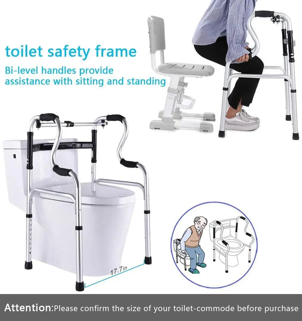 Height Adjustable Folding Medical Walking Frame in Black Aluminium Alloy - Bent