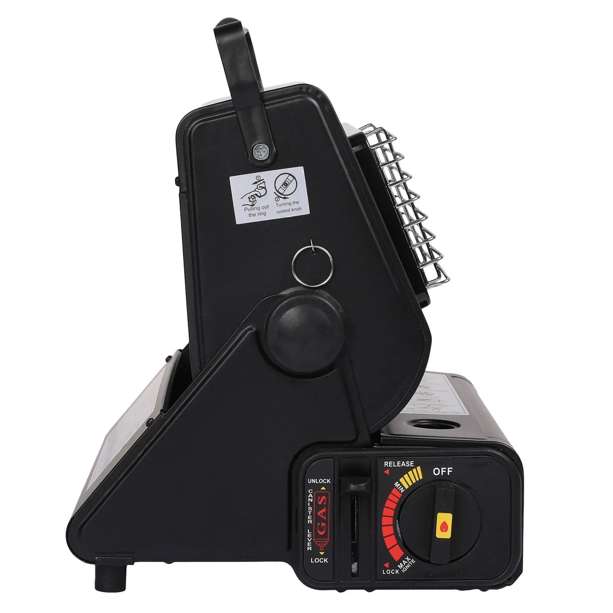 Portable Butane Gas Heater in Black for Camping, Hiking, and Outdoor Use - Red