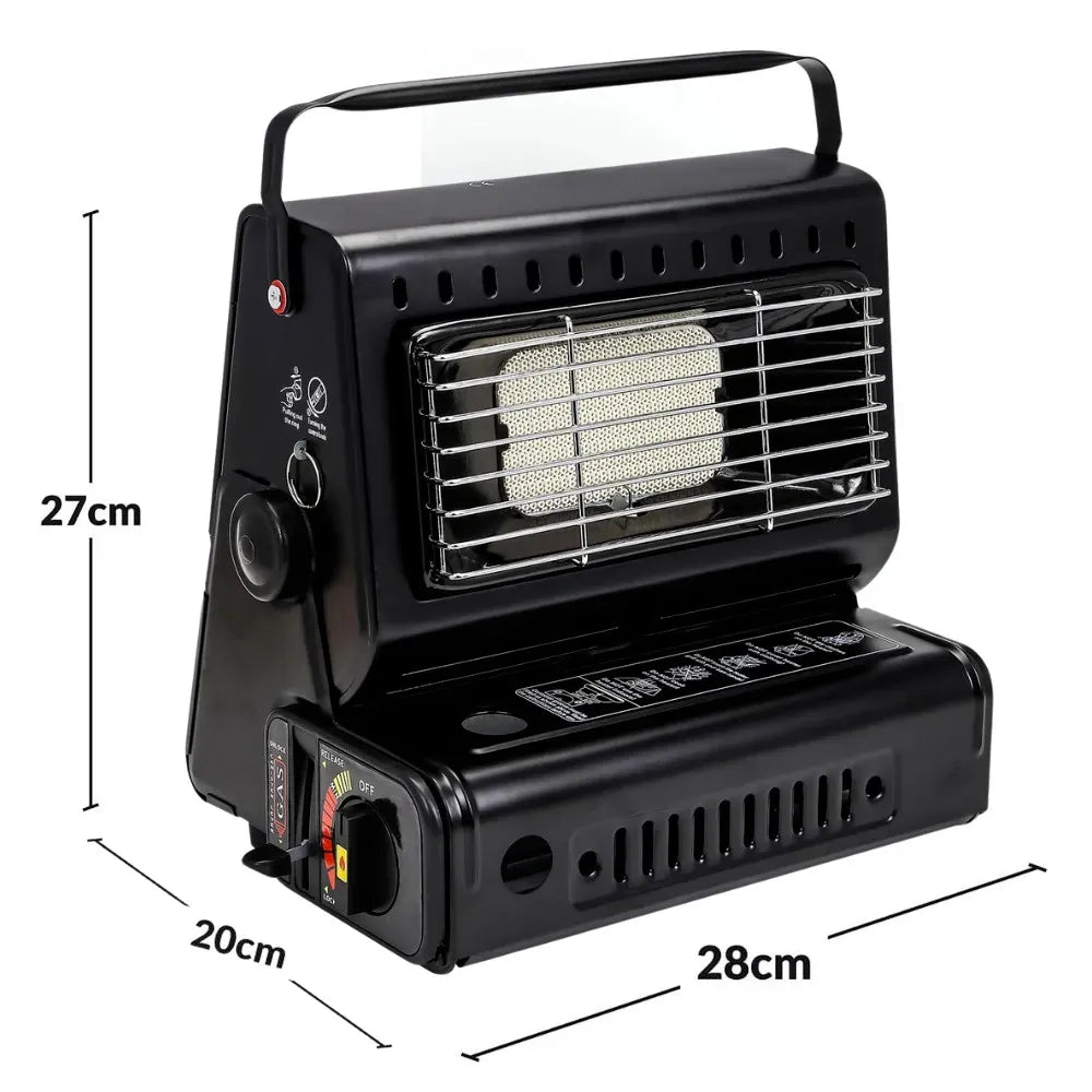 Portable Butane Gas Heater in Black for Camping, Hiking, and Outdoor Use