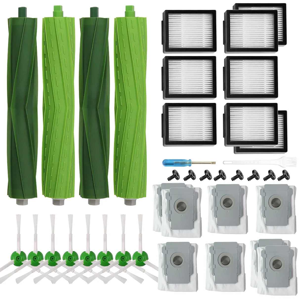 Replacement Filter Brush Parts Set for iRobot Roomba E Series & I Series Vacuum Cleaners, 36-Piece, Black
