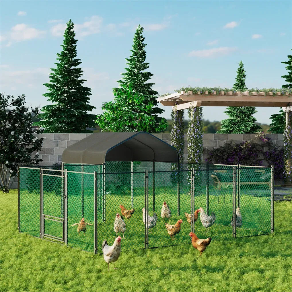 Extra Large Green Chicken Coop Cage Run Rabbit Hutch Walk In Hen Enclosure 300x400x270cm