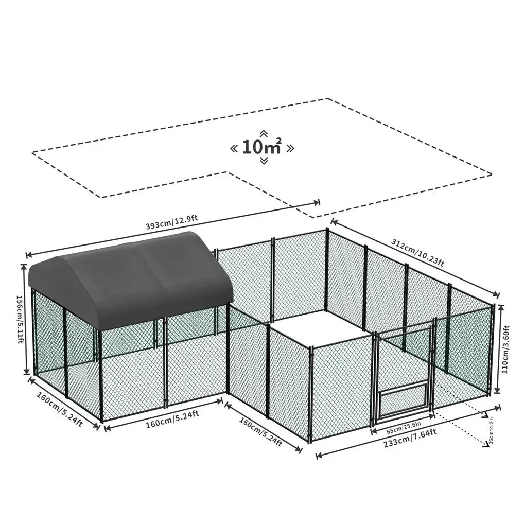 Extra Large Green Chicken Coop Cage Run Rabbit Hutch Walk In Hen Enclosure 300x400x270cm