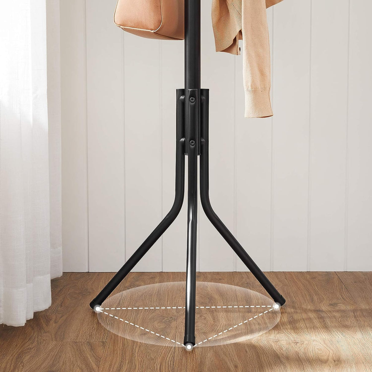 Stylish Black Metal Coat Rack with 12 Hooks and Space-Saving Design, 182cm