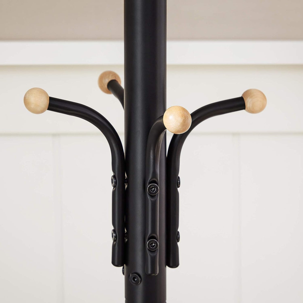 Stylish Black Metal Coat Rack with 12 Hooks and Space-Saving Design, 182cm
