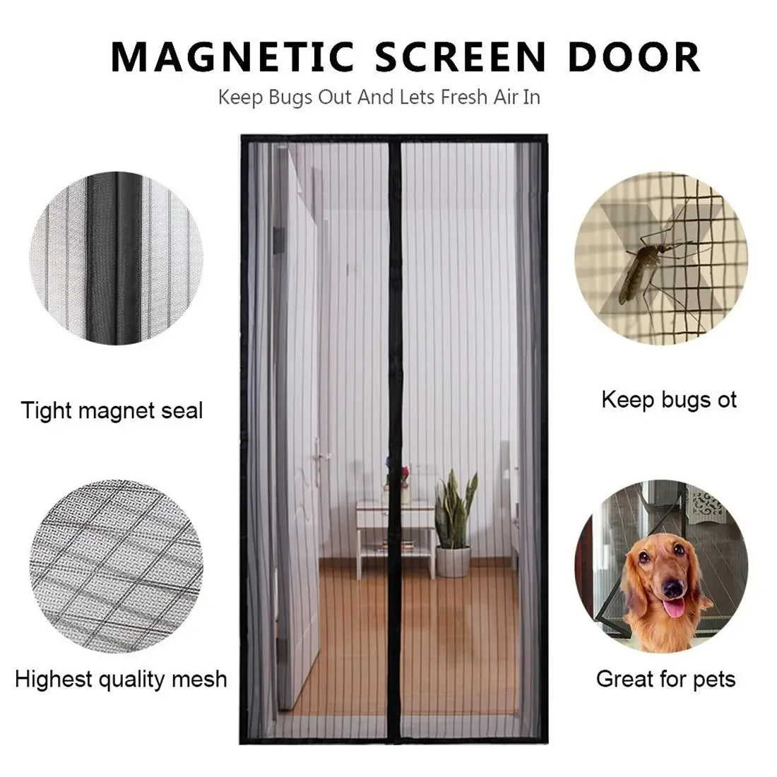 Magnetic Mosquito Net Door Screen 120x210cm