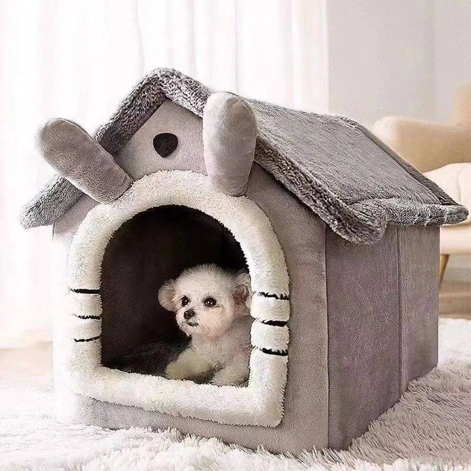 Soft Indoor Dog House & Bed - Washable Grey