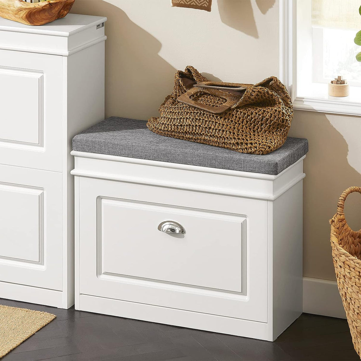 Modern Tilt-Out Shoe Organizer with Cushioned Top