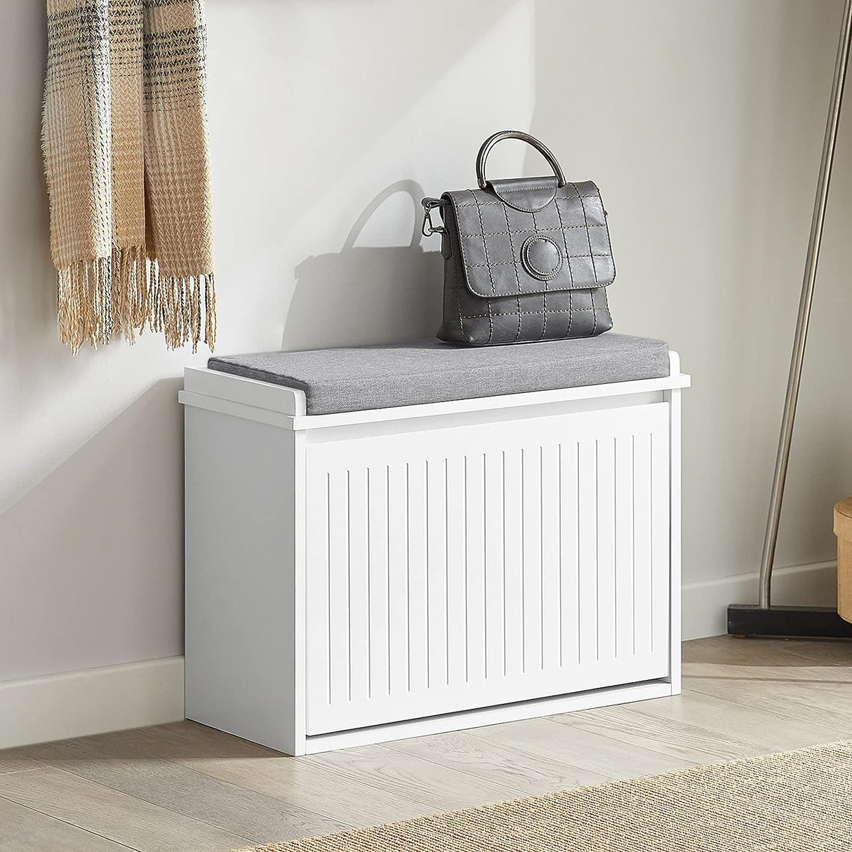 Modern Multifunctional Shoe Storage Bench with Cushion Seat