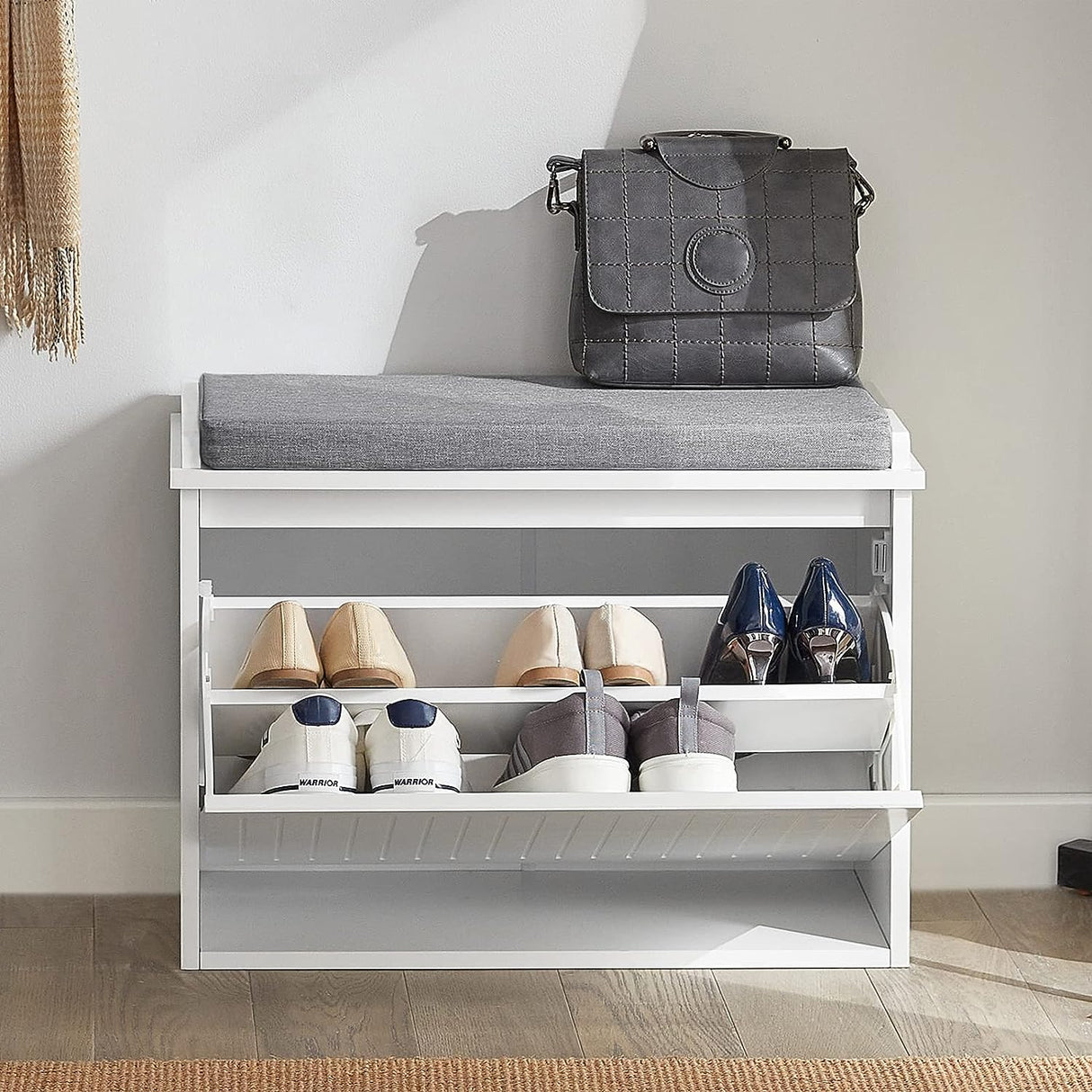 Modern Multifunctional Shoe Storage Bench with Cushion Seat