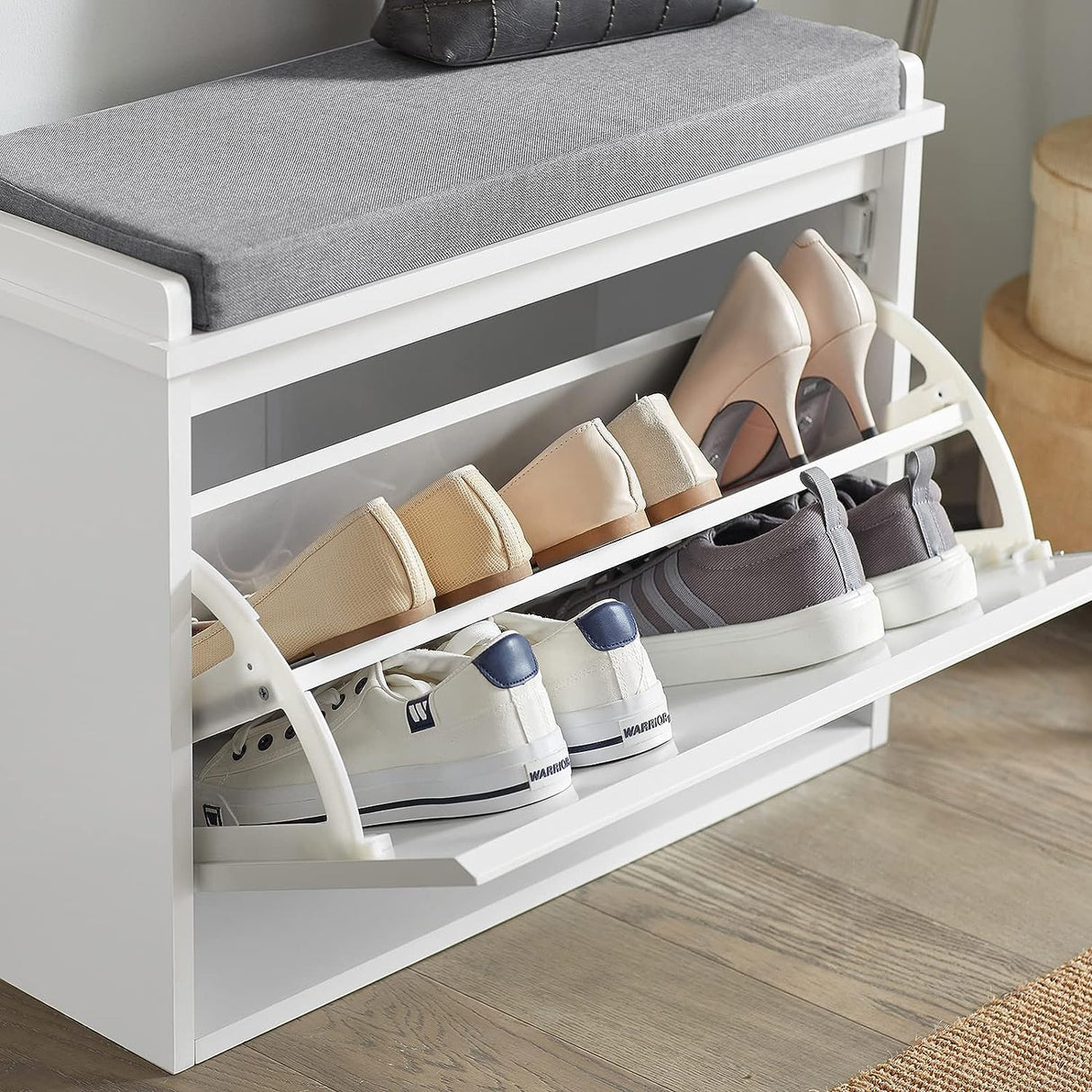 Modern Multifunctional Shoe Storage Bench with Cushion Seat