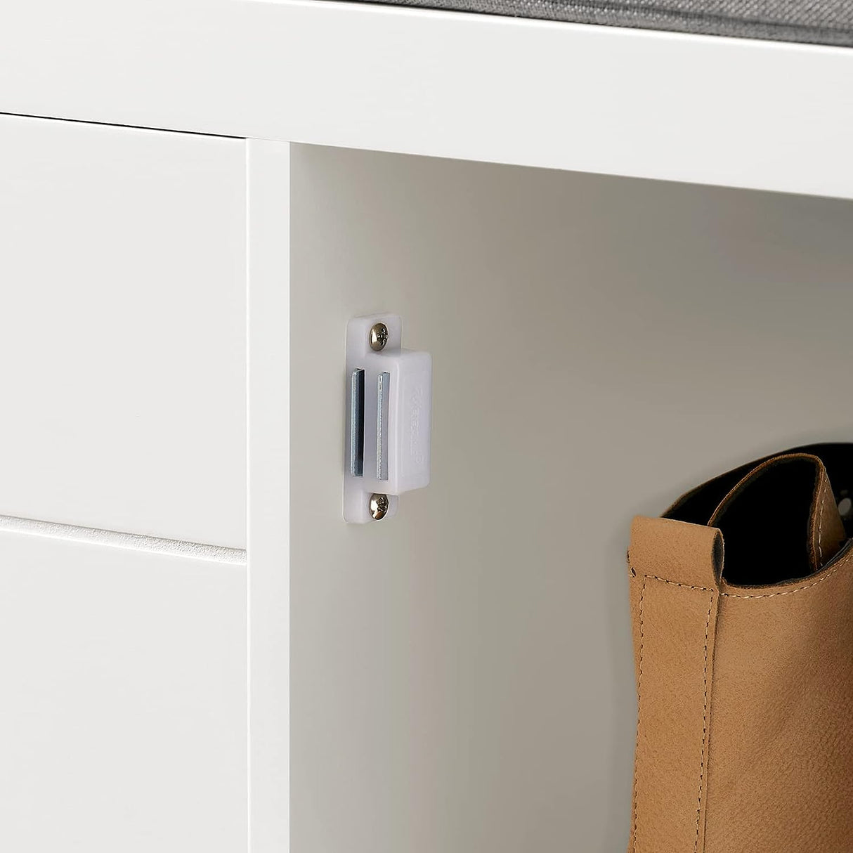 Modern White Shoe Storage Bench with Cushion Seat