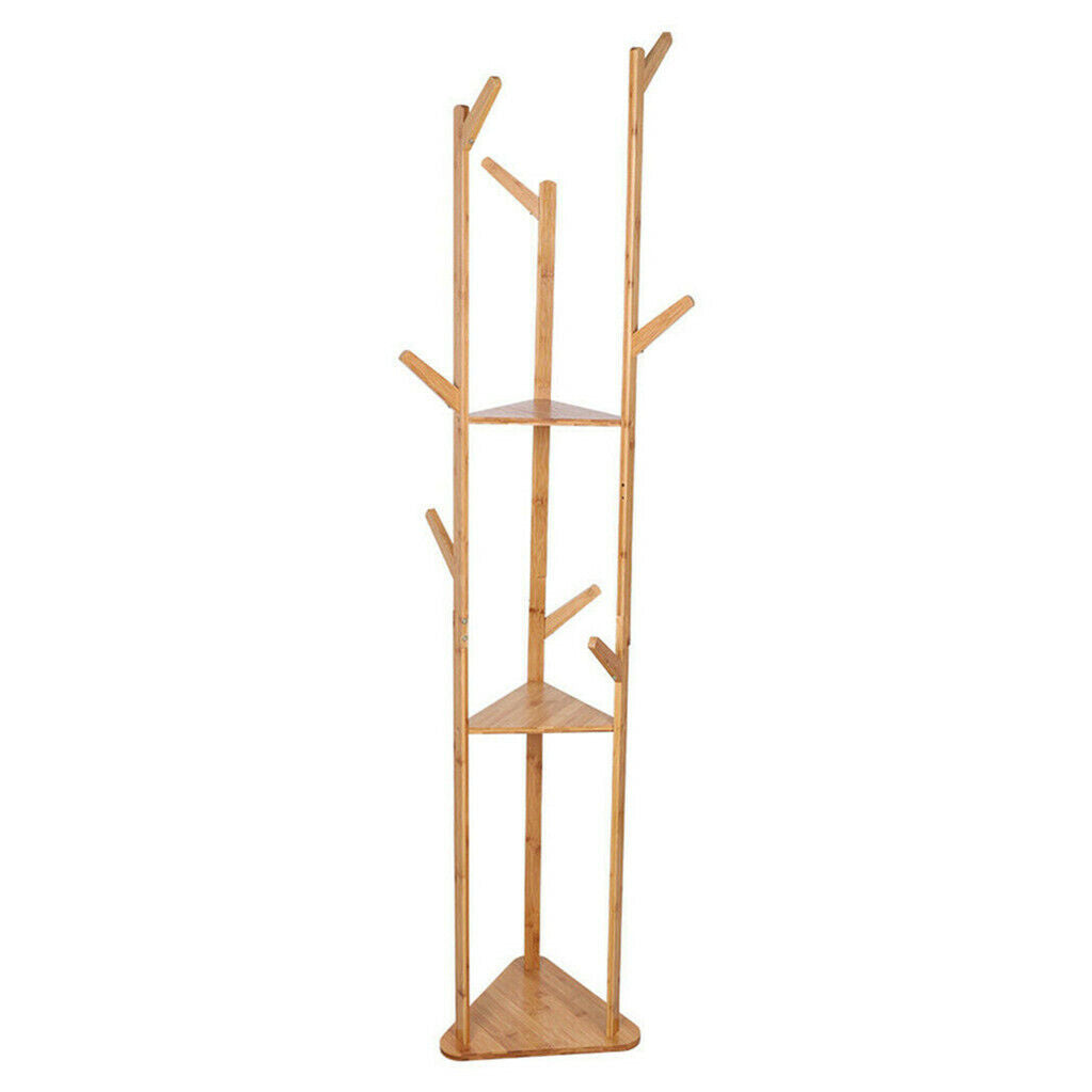 Bamboo Coat Rack Stand with Umbrella Holder - Hanging Storage