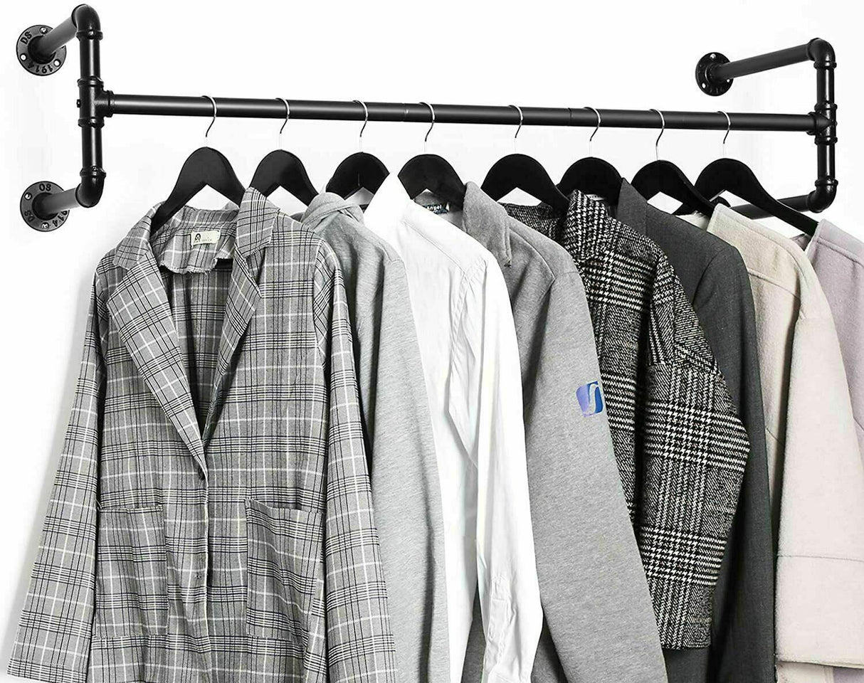 Iron Wall Mounted Clothes Rack with Shelf Garment Display