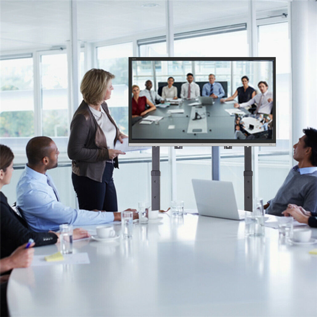 32-80 Rolling TV Stand with 2-Tier Shelf Adjustable Mount