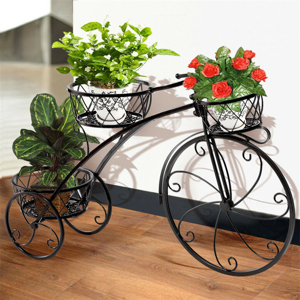 Iron Bicycle Plant Stand Rack Indoor Outdoor Garden