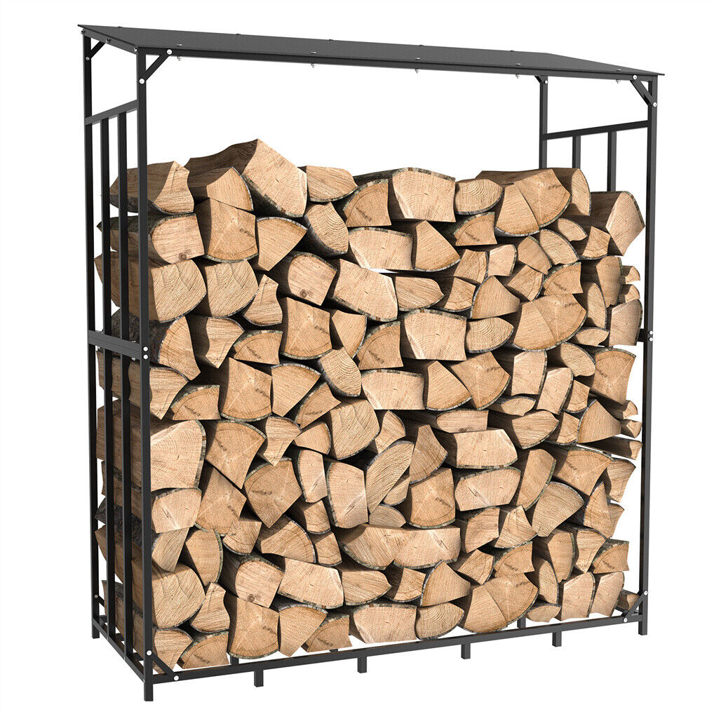 Metal Log Storage Shed Outdoor Firewood Rack Holder