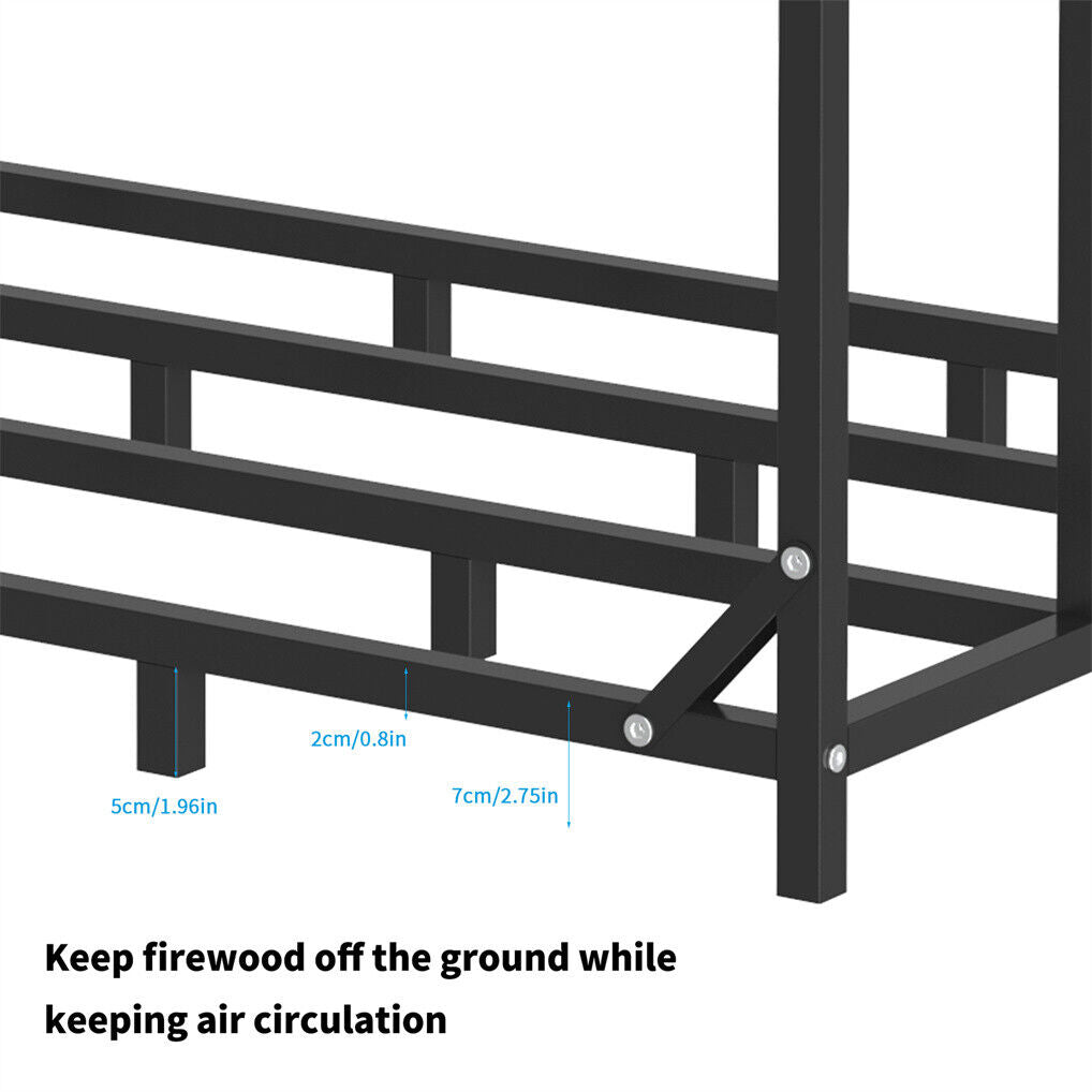 Metal Log Storage Shed Outdoor Firewood Rack Holder