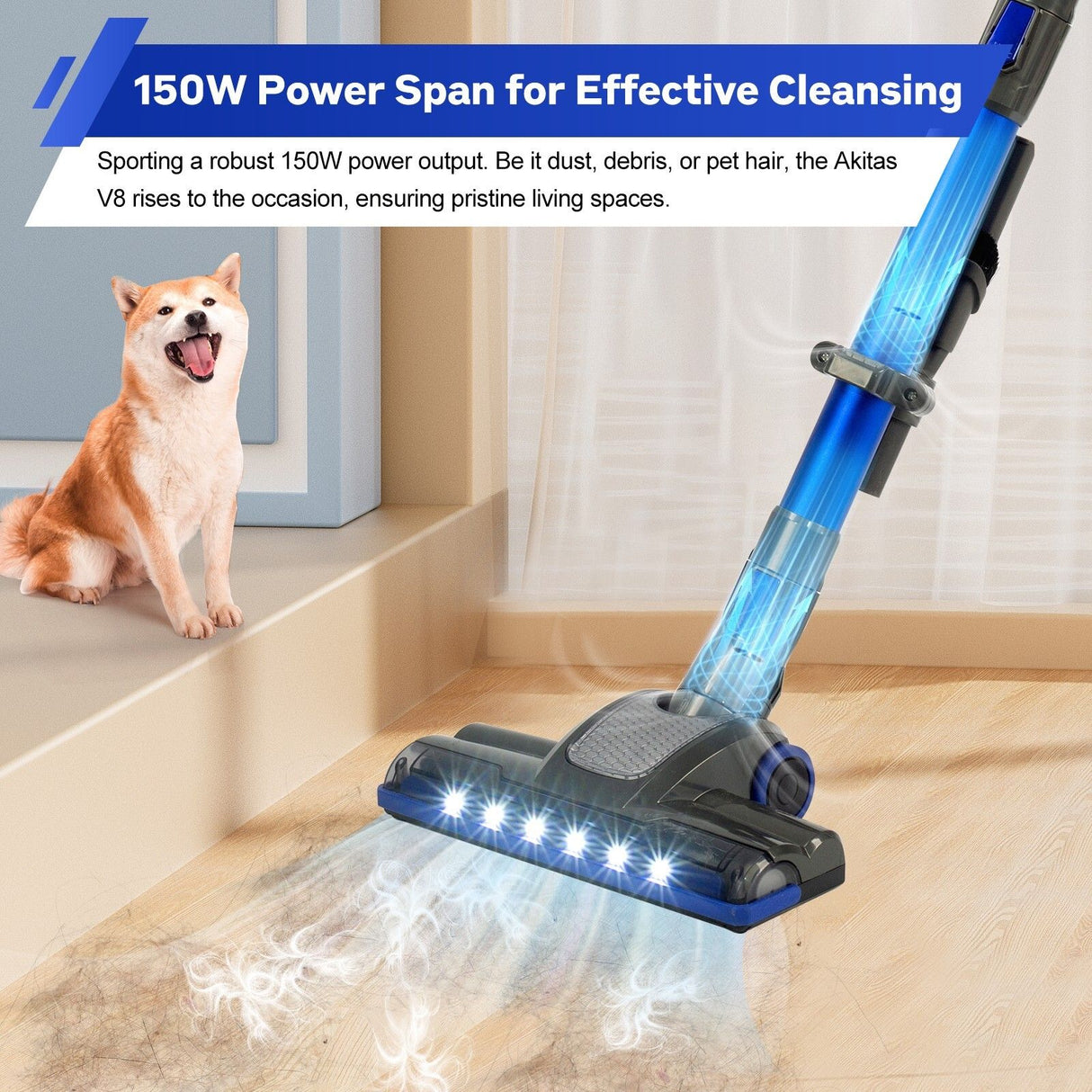 V8 150W Handheld Stick Vacuum Cleaner 40 Min Runtime LED