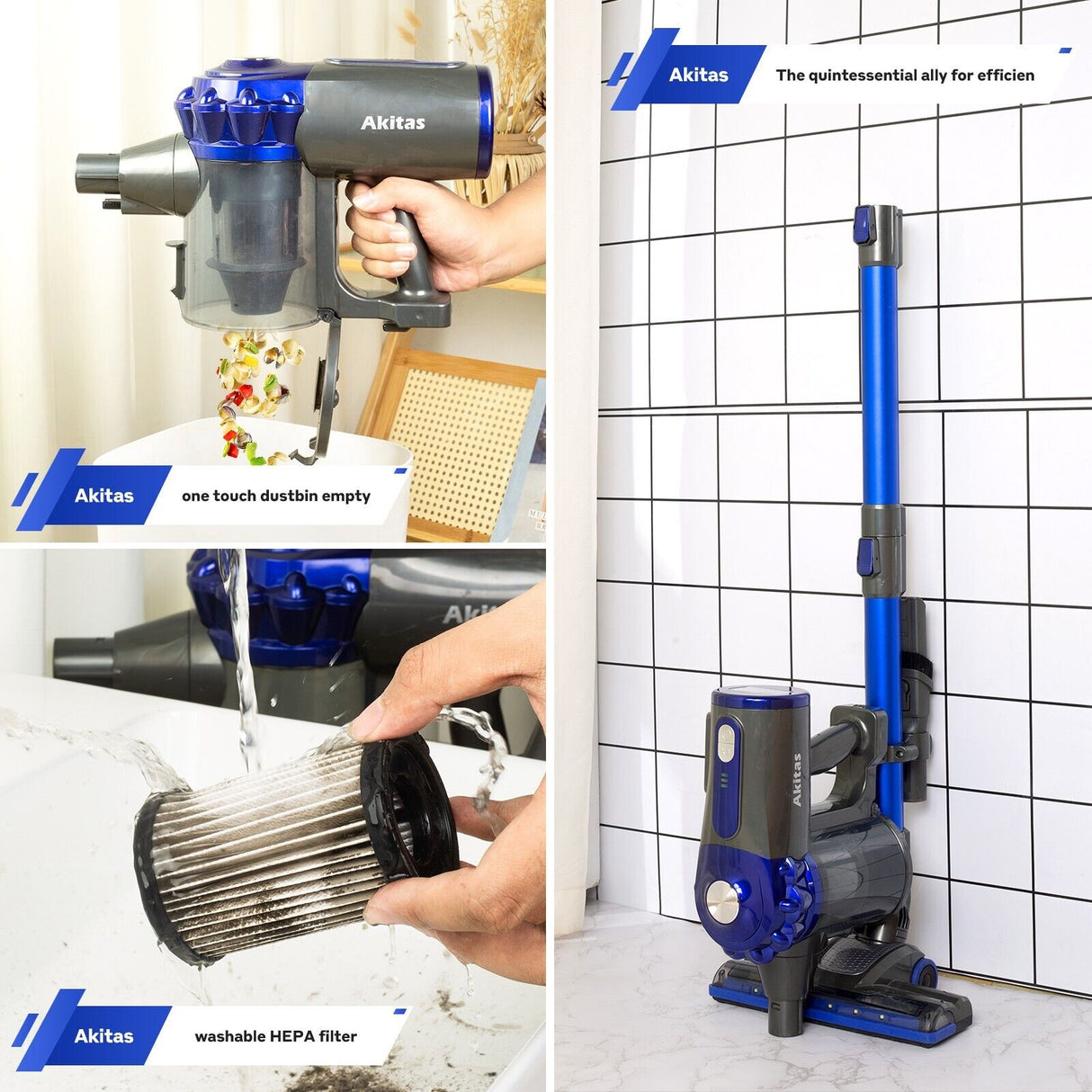 V8 150W Handheld Stick Vacuum Cleaner 40 Min Runtime LED