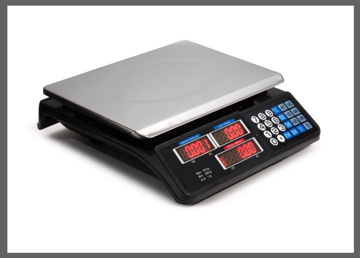 Digital Kitchen Scale 40kg 1g Increment Electronic Black