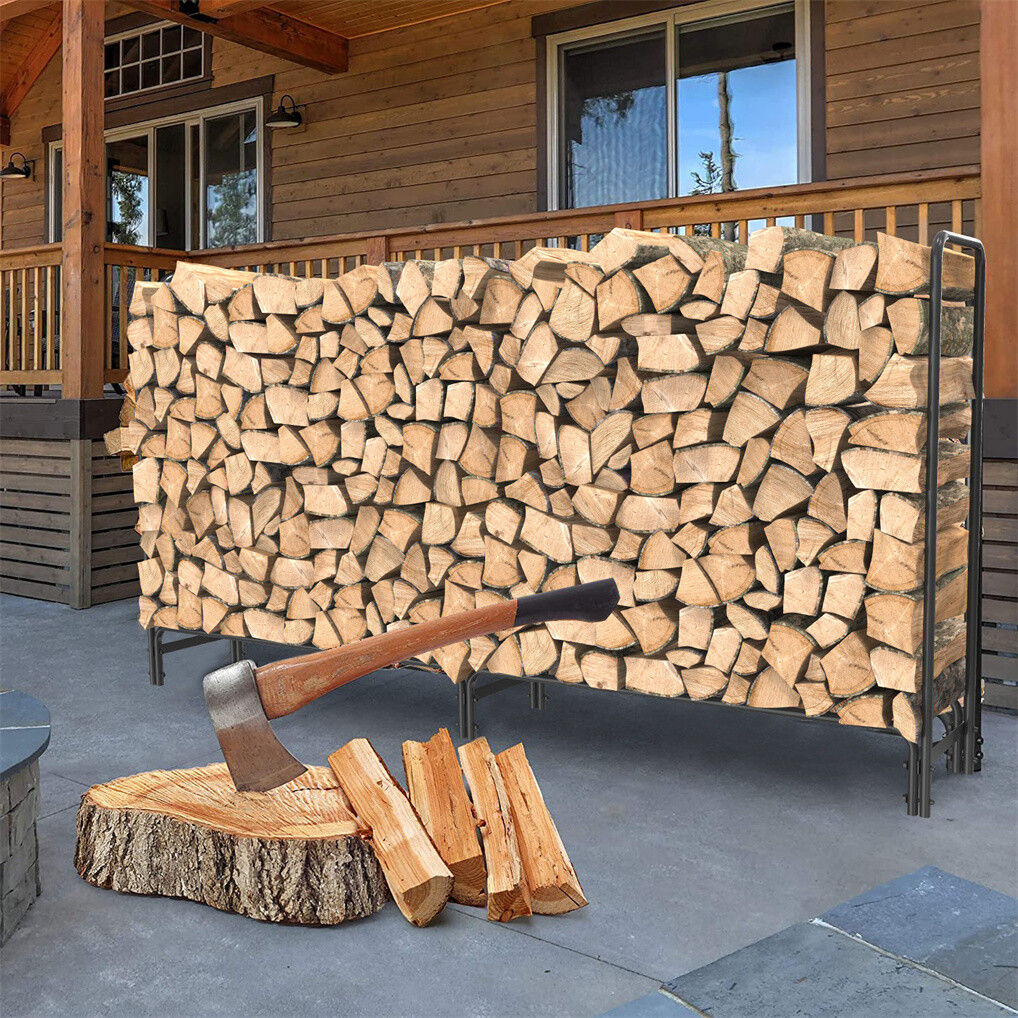 Metal Firewood Rack Log Storage Holder Heavy Duty