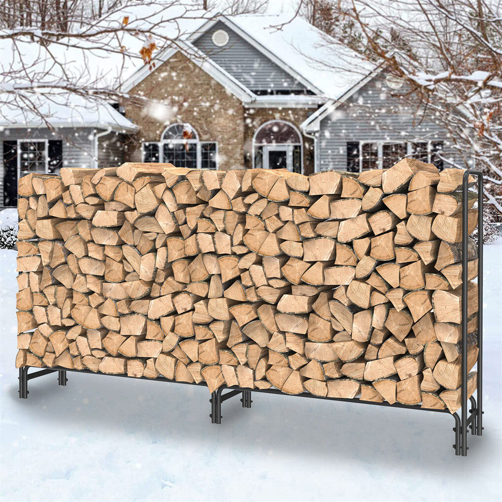 Metal Firewood Rack Log Storage Holder Heavy Duty