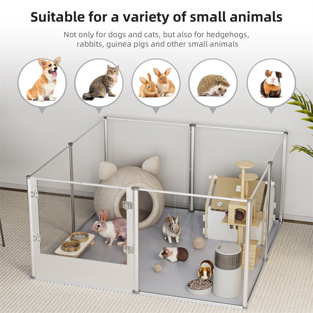 Large Acrylic Dog Playpen 120x120x61CM 8 Panels Cage