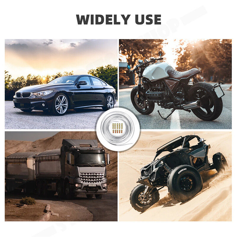 25Ft 3/16'' OD Steel Zinc Brake Line Tubing Kit 150MPa +32 Fittings