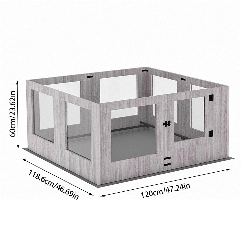 Indoor Dog Pen Tempered Glass Kennel w/ Pad