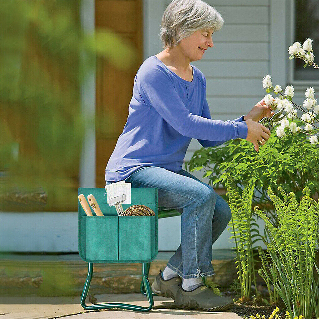 XXL Garden Kneeler Seat Stool with Pocket, 150kg Load