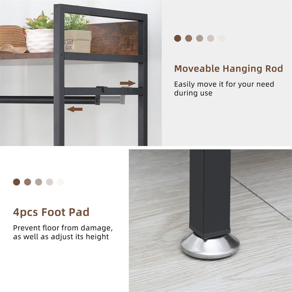 Heavy Duty Clothes Rack 3 Tiers MDF & Metal Iron Rail