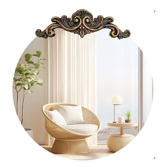 Baroque Antique Round Wall Mirror D??or 60x64.5cm