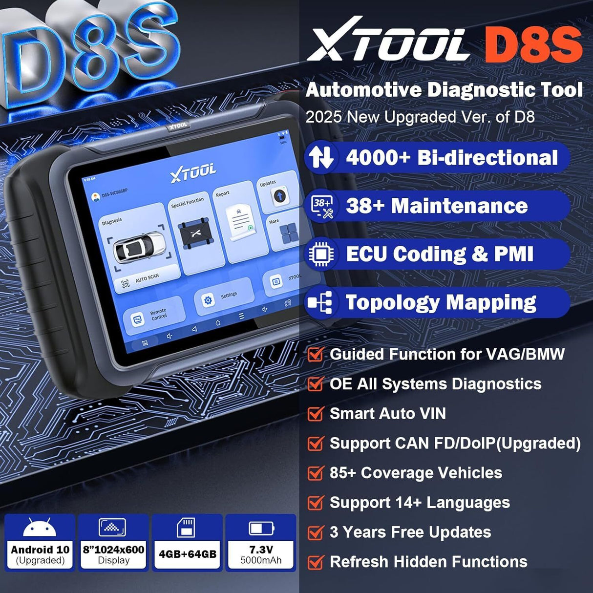 D8S OBD2 Scanner Diagnostic Tool 2025 Newest Version