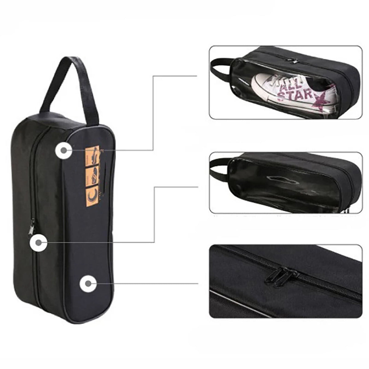 Portable Waterproof Shoe Bag with View Window 13cm High