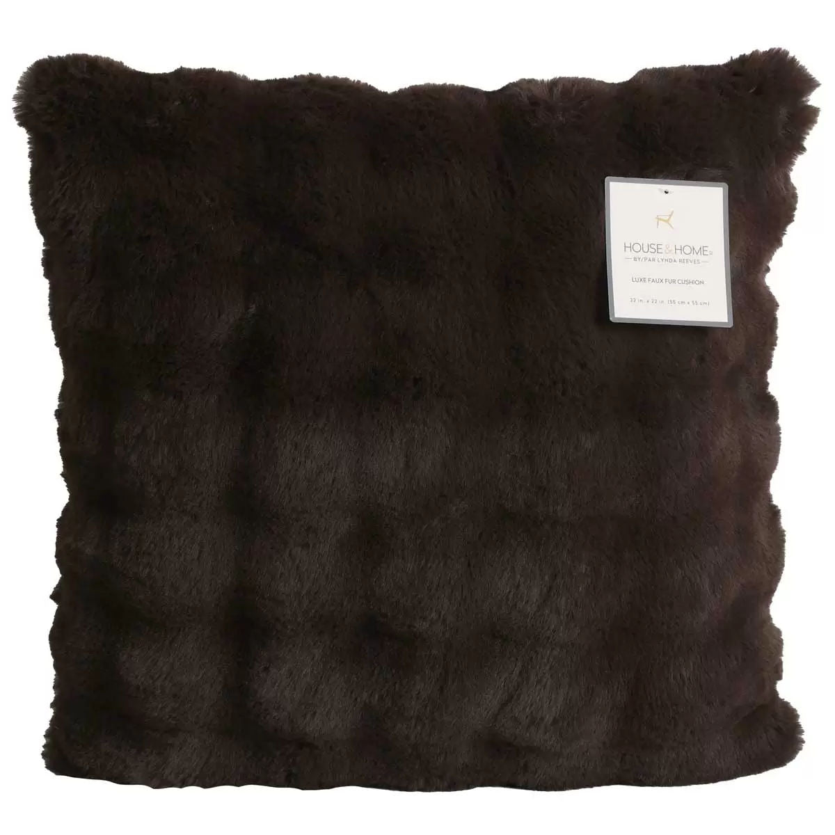 Luxe faux fur cushion 55 x 55cm dark brown