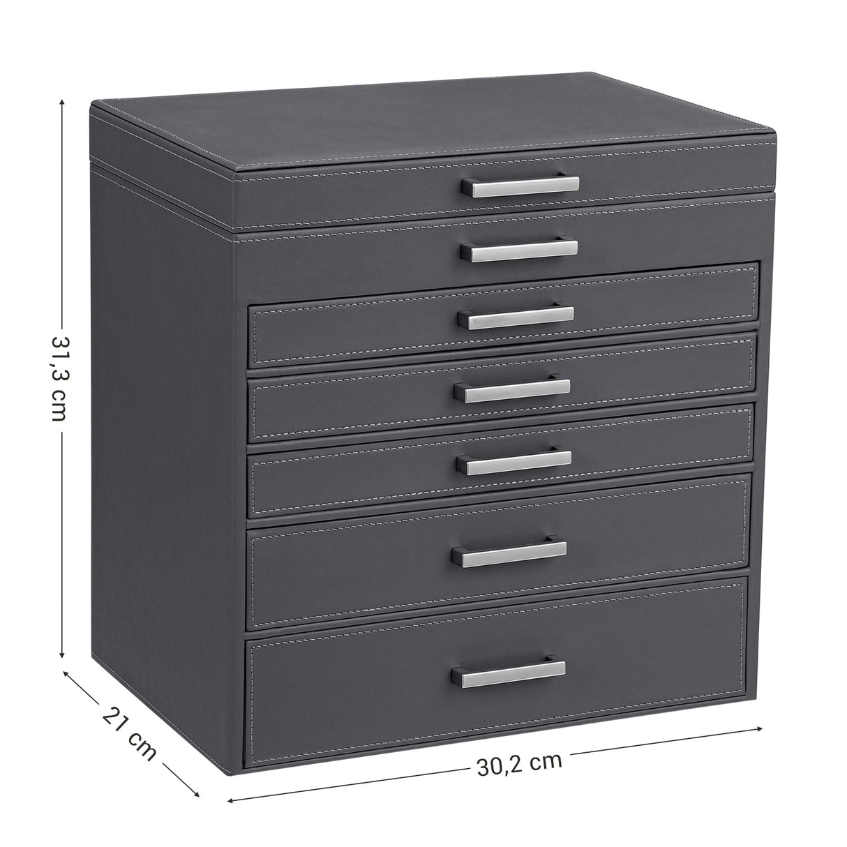 Jewellery Grey Box, 6 Layers, 5 Drawers