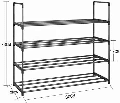 Multi-Functional 4-Tier Metal Shoe Rack for Up to 20 Pairs Space-Saving Organizer in Black (80cm)