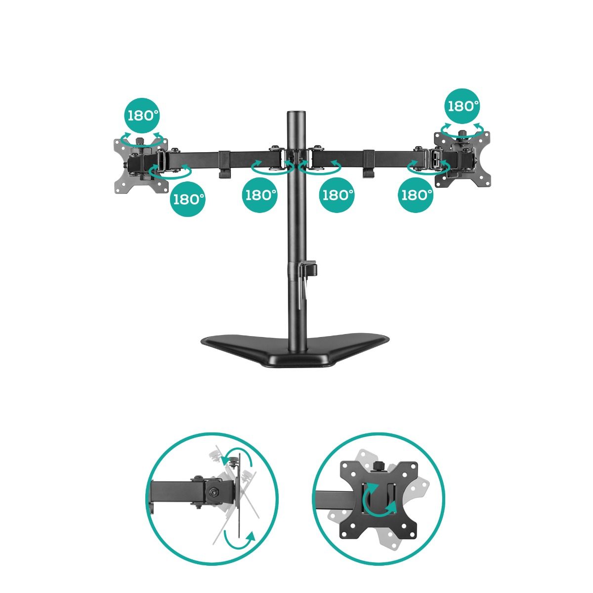 activiva Dual-Screen Articulating Monitor Arm with Free-Standing Desktop Base