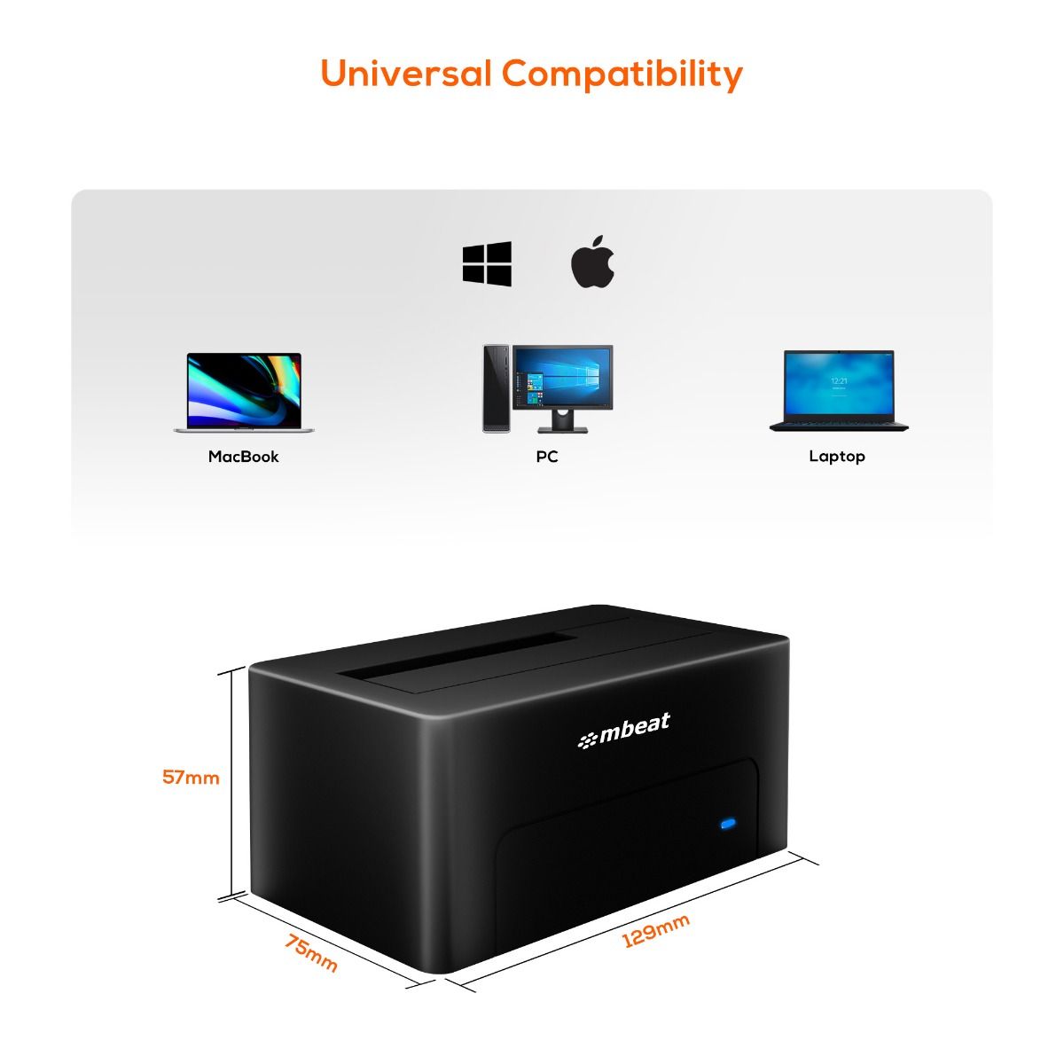 mbeat D1 USB 3.0 3.5 & 2.5 SATA HDD Docking Station - Black