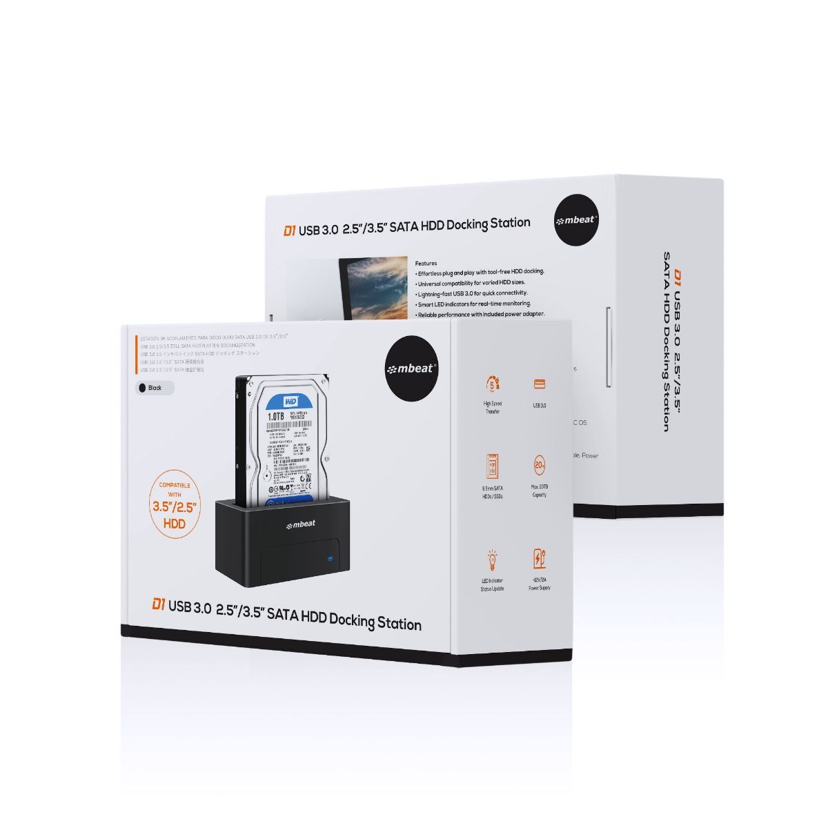 mbeat D1 USB 3.0 3.5 & 2.5 SATA HDD Docking Station - Black