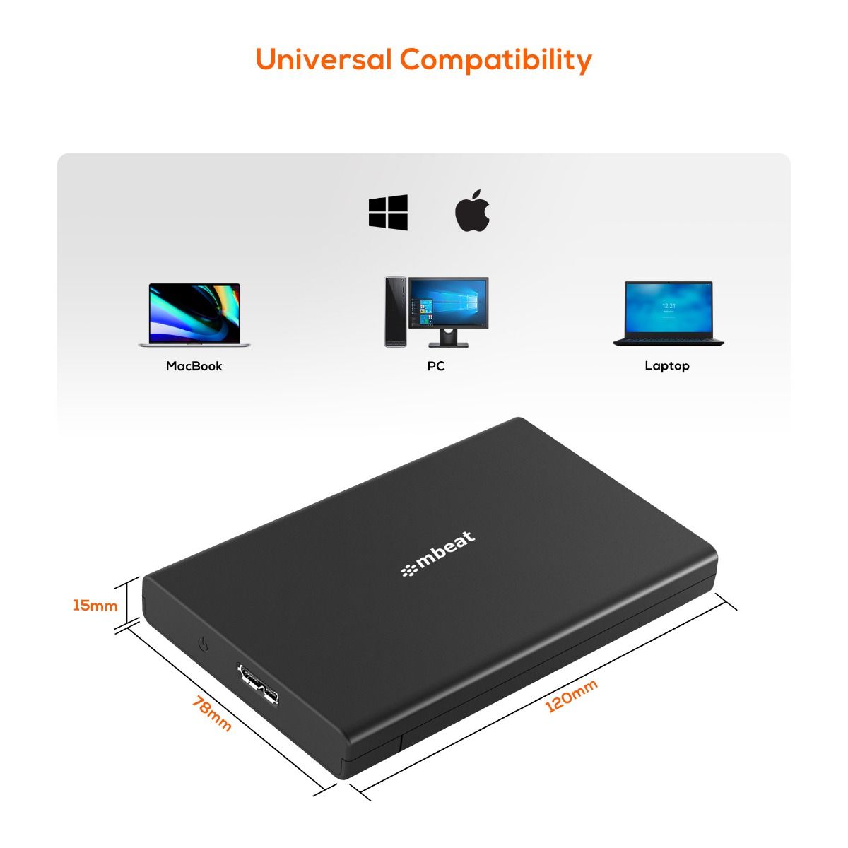 mbeat A2 Slim Tool-Free USB 3.0 2.5 SATA HDD Enclosure - Black