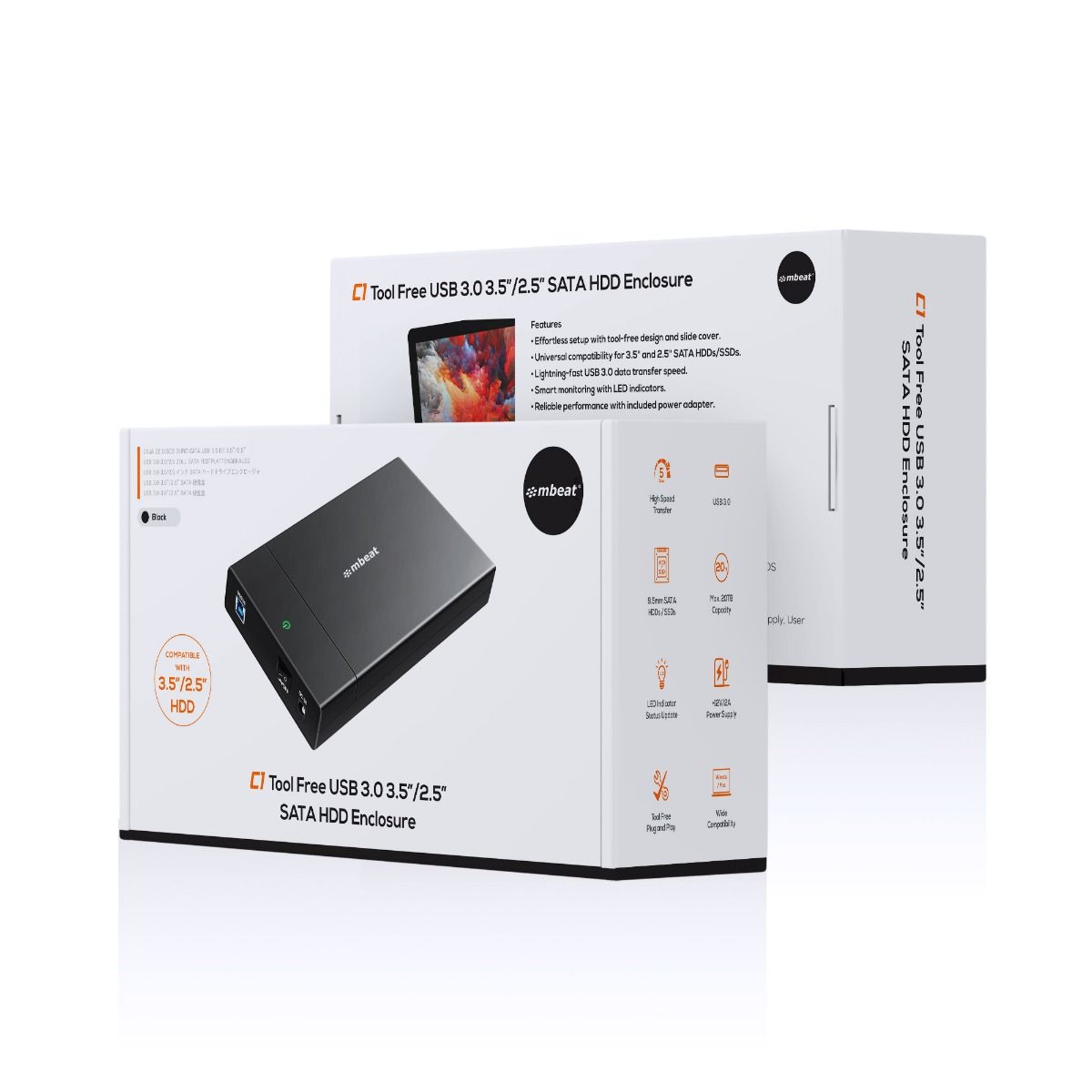 mbeat C1 Tool-Free USB 3.0 3.5 & 2.5 SATA HDD Enclosure - Black